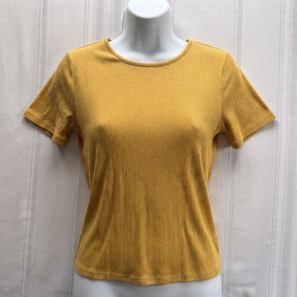 Old Navy Luxe Ribbed Crew Neck Short Sleeve Tee Sweet Pollen Yellow Large